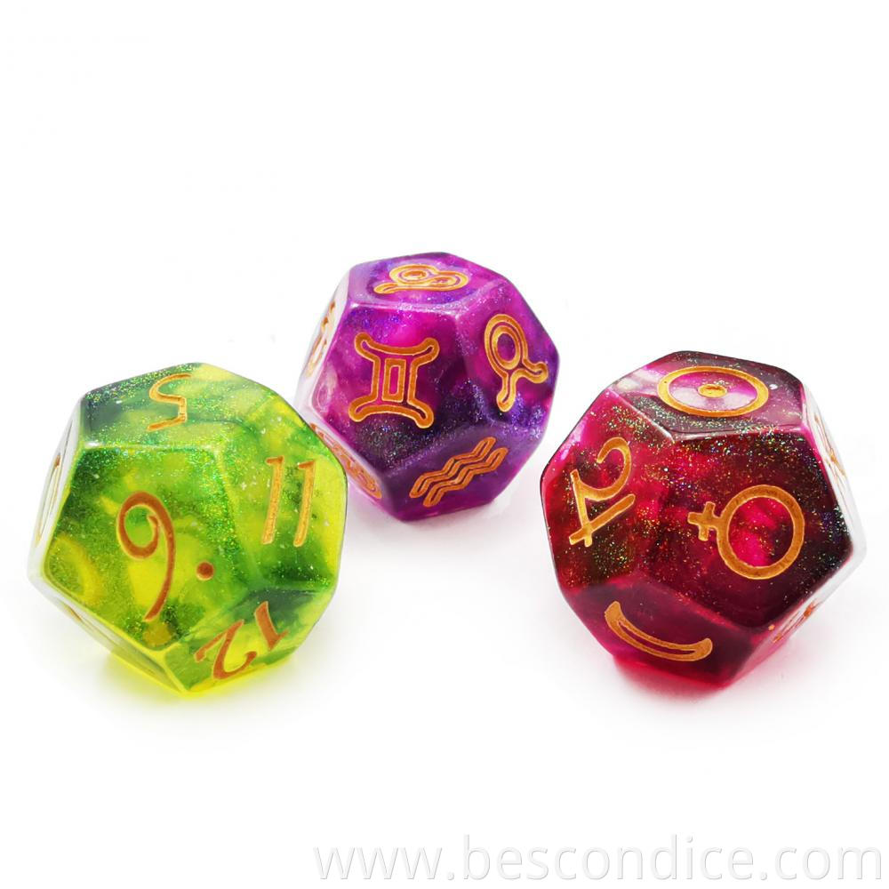 3 Pieces Astrological Dice Set 2